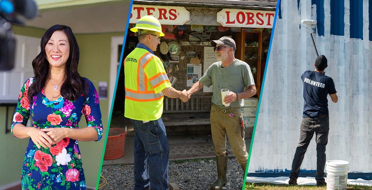 Spectrum employees at work featured in a three-panel image